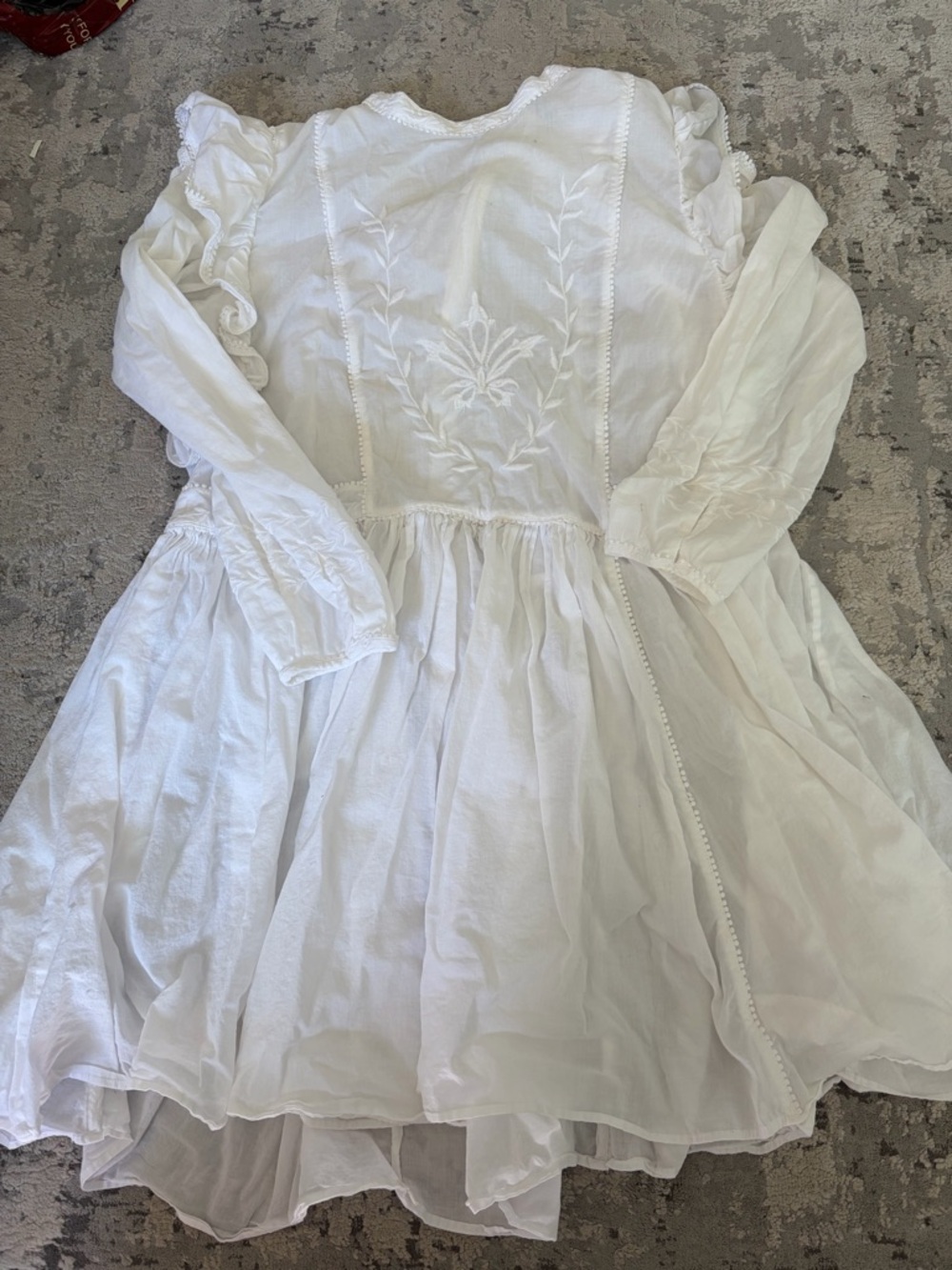 Banana Republic White Embroidered Long-Sleeve Dress